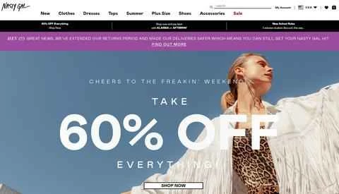 Nasty Gal Australiaの公式サイト、American Bad Girlの婦人服ショッピングウェブサイト