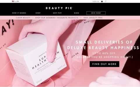Beauty Pie の米国ウェブサイトは、商品を原価のみで販売する美容電子商取引サイトです。