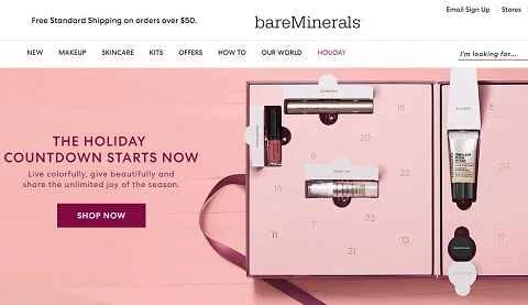 ベアミネラルズはアメリカの女性向け美容ブランドのウェブサイトです。