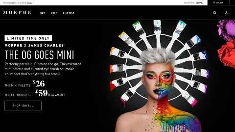 手頃な価格のアメリカのメイクブラシブランド、Morphe Cosmetics のウェブサイト。