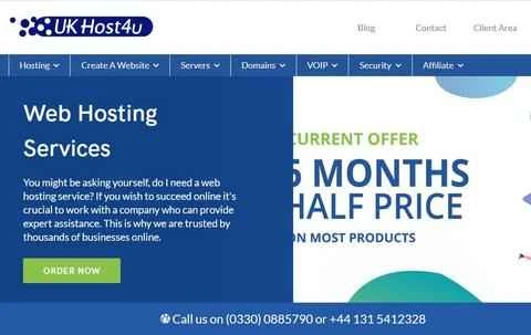 UKHost4u公式サイト、英国のウェブサイトホスティングおよびドメイン登録サービスプロバイダー