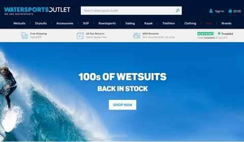 Watersports Outlet は、ウォータースポーツ用のアパレルや装備を割引価格で提供する公式オンライン小売業者です。