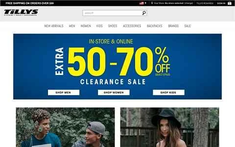 ティリーズの公式ウェブサイト：米国のアパレル・靴小売業者