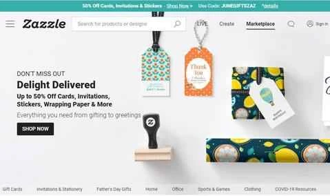 Zazzle の公式ウェブサイトは、米国を拠点とするオンラインカスタム小売サービスです。