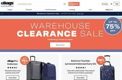 eBags 公式サイトは、バッグや荷物を専門とする有名なアメリカの B2C オンライン ショッピング モールです。