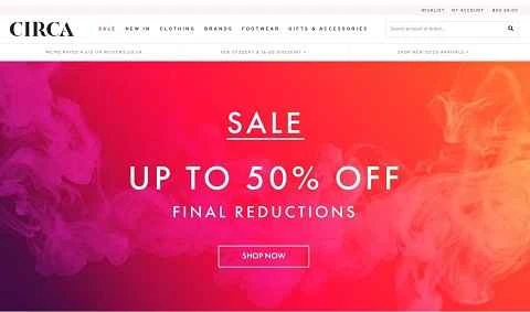 イギリスのファッションブランド、Circaの公式サイト