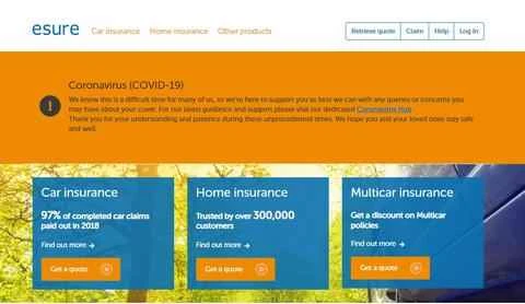 esure公式ウェブサイト 英国の保険サービス会社