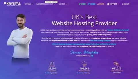 Krystal の公式ウェブサイトは、英国のウェブサイト ホスティング サービスによってホストされています。