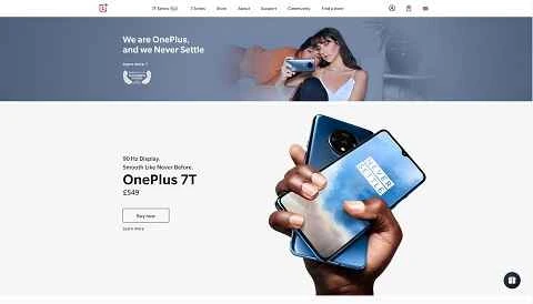 OnePlus UKのウェブサイト