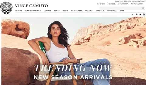 アメリカの女性向け靴ブランド、Vince Camuto のウェブサイト。