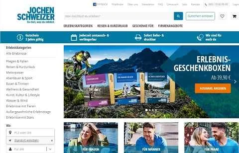 Jochen Schweizer Erlebnisgeschenke 公式ウェブサイト DE ドイツのアウトドア エクストリーム スポーツ チケット サイト