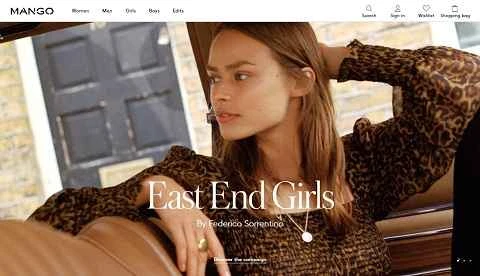 スペインのファッションブランドMANGOのウェブサイト