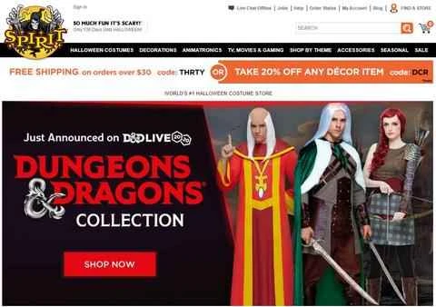スピリットハロウィーン公式サイト - アメリカのホリデーコスチュームショッピングウェブサイト