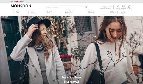 英国の衣料品ブランド、モンスーンUKの公式サイト