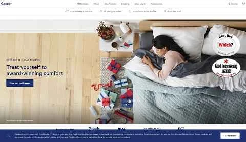 アメリカのマットレスブランド、Casper UKのウェブサイト