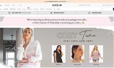 SheIn US公式サイト：中国の越境EC女性服ブランド