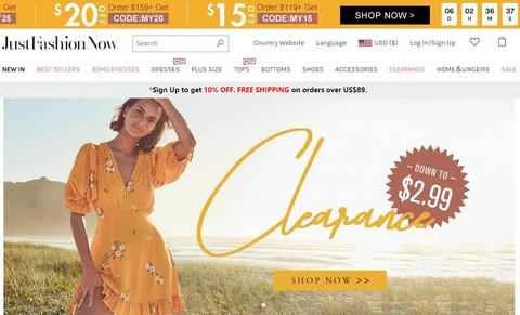 アメリカのファッションストア、Just Fashion Now公式サイト。