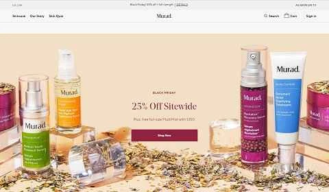 アメリカのスキンケアブランド、Murad Skin Careのウェブサイト