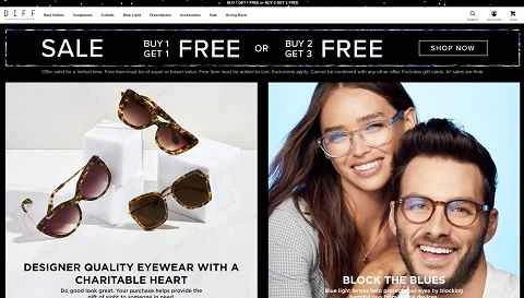 アメリカのアイウェアブランド「DIFF Eyewear」のウェブサイト