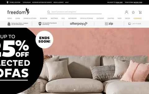 Freedom公式サイト、オーストラリアの家具ウェブサイト