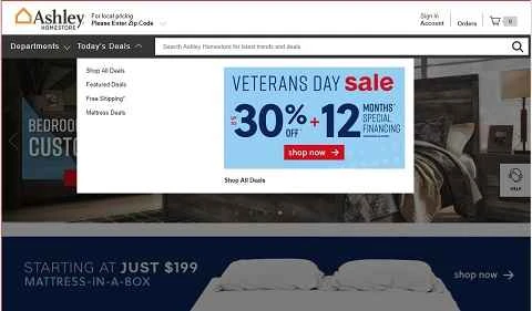 Ashley Homestore は、米国を拠点とする Ashley Home のオンライン ショッピング プラットフォームです。