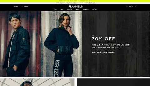 有名な英国の衣料品小売業者、フランネルズ。