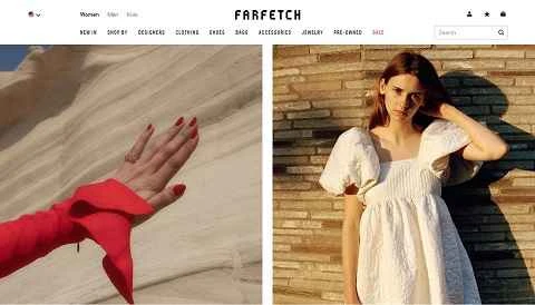 英国のファッション電子商取引プラットフォームの公式サイト、Farfetch。