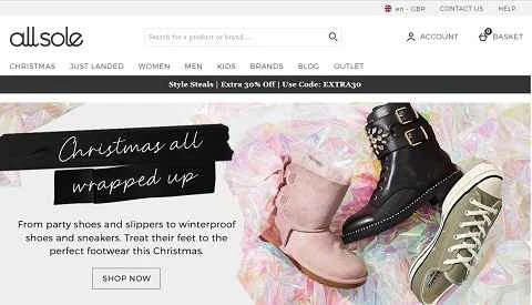 英国ブランドの靴ショッピングサイト「Allsole」