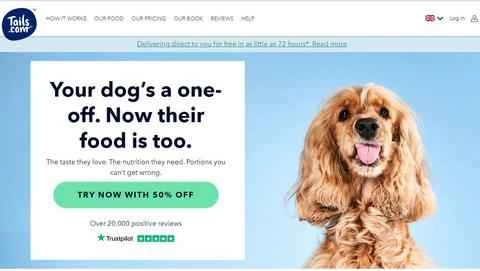 英国の自然派ドッグフードの公式サイト、Tails.com。