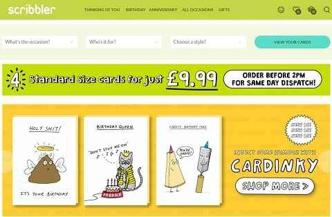 英国のグリーティング カード小売業者、Scribbler。