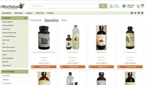 OliveNation は、アメリカの料理とベーキングの材料を扱うオンライン ストアです。