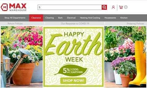 Max Warehouse 公式サイト、アメリカのホームデコレーションウェブサイト