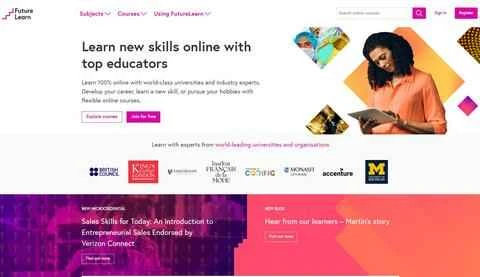 英国のオンライン学習プラットフォーム「Future Learn」公式サイト