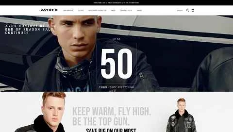 AVIREX（アビレックス）公式サイト：言わずと知れたアメリカのフライトジャケットブランド。