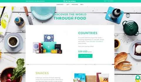 Try The World の公式ウェブサイトでは、世界各国の料理を毎月定期購読できます。