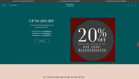 アメリカの化粧品ブランド、Crabtree & Evelynのウェブサイト