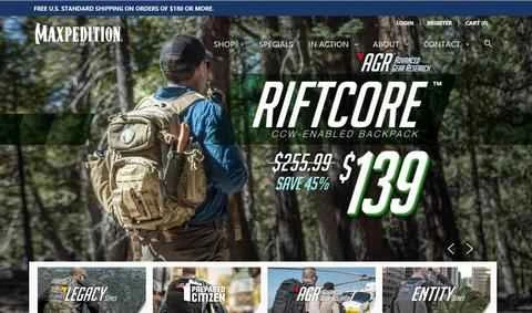 Maxpedition公式サイト：国際的に有名な軍事・警察ブランド