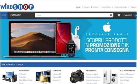 イタリアのデジタル家電ショッピングサイト「Wireshop」公式サイト