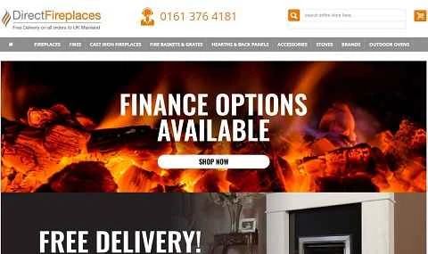 Direct Fireplacesの公式ウェブサイト、英国の消防設備販売店