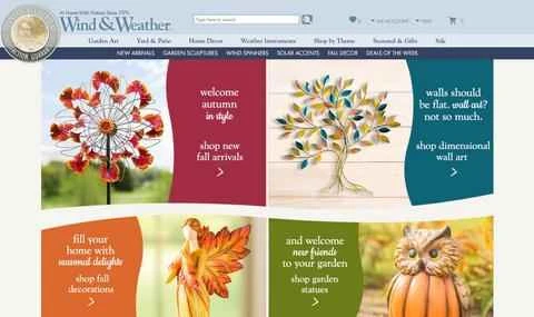 Wind & Weather公式サイト、米国のホームデコレーションウェブサイト