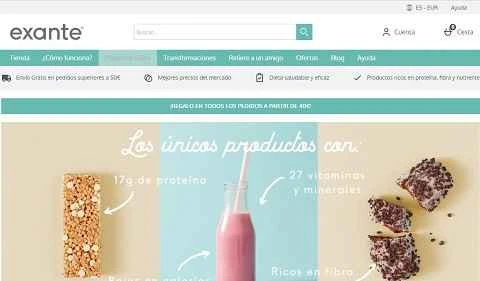 Exante スペイン公式ウェブサイト ES UK 栄養と健康スリミングブランド