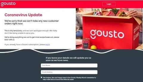 レシピや新鮮な食材を注文できるGoustoの英国公式ウェブサイト。