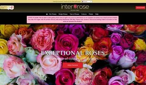 英国のオンライン花屋、InterRose 公式サイト。