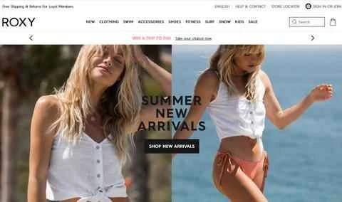 オーストラリアのスケートボードとサーフィン用品ブランド、ロキシー。