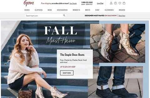 米国のブランド品割引ショッピングサイト「6PM」公式サイト