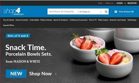 英国のワンストップショッピングサイト、Shop4world 公式サイト。