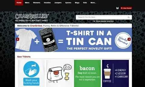 Chargrilled UKウェブサイトのレトロTシャツ