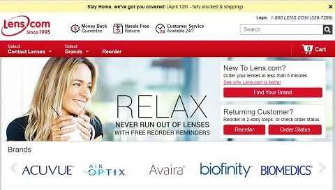 コンタクトレンズを購入できる米国のオンラインストア「Lens」の公式サイト。(画像1) Lens官网 美国隐形眼镜海淘网站 第1张