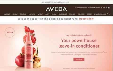 世界的に有名なヘアケア・スキンケアブランド「アヴェダ」が米国のウェブサイトに公式に掲載されています。