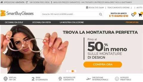 SmartBuyGlasses Italy 公式サイト: IT アイウェアファッション小売業者
